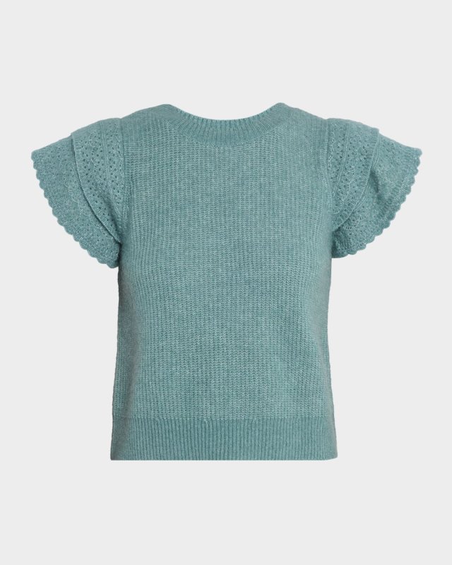 Stasia Ruffled Short-Sleeve Sweater